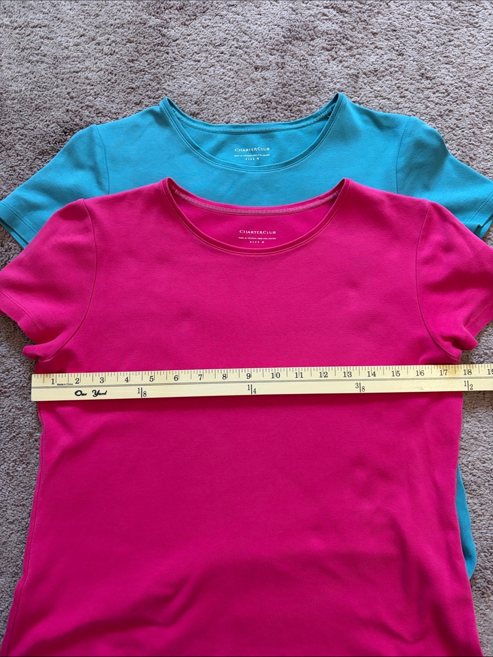 Charter Club Pima Cotton Short Sleeve Tees in Hot Pink & Teal (2-Pack) Size M - Picture 2 of 10